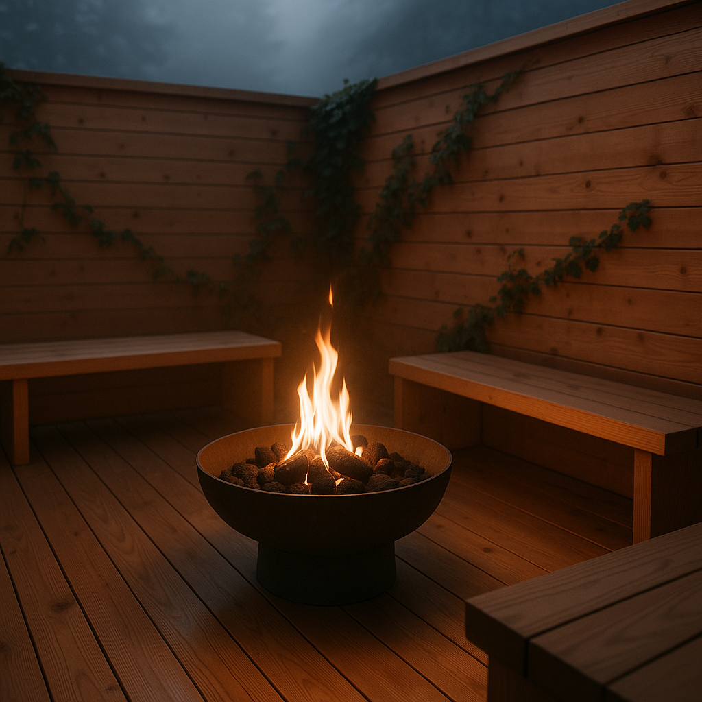 Cozy fire pit seating area