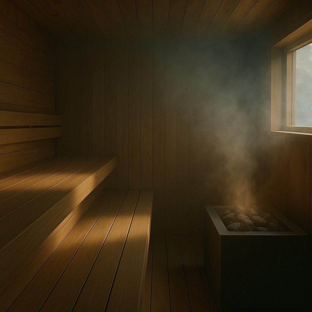 Warm cedar sauna interior